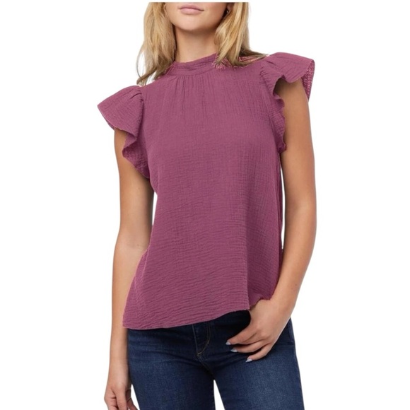 NWOT NWT Joe's Jeans Cotton Gauze Flutter Sleeve Top in Violet Quartz Size M - Picture 1 of 8